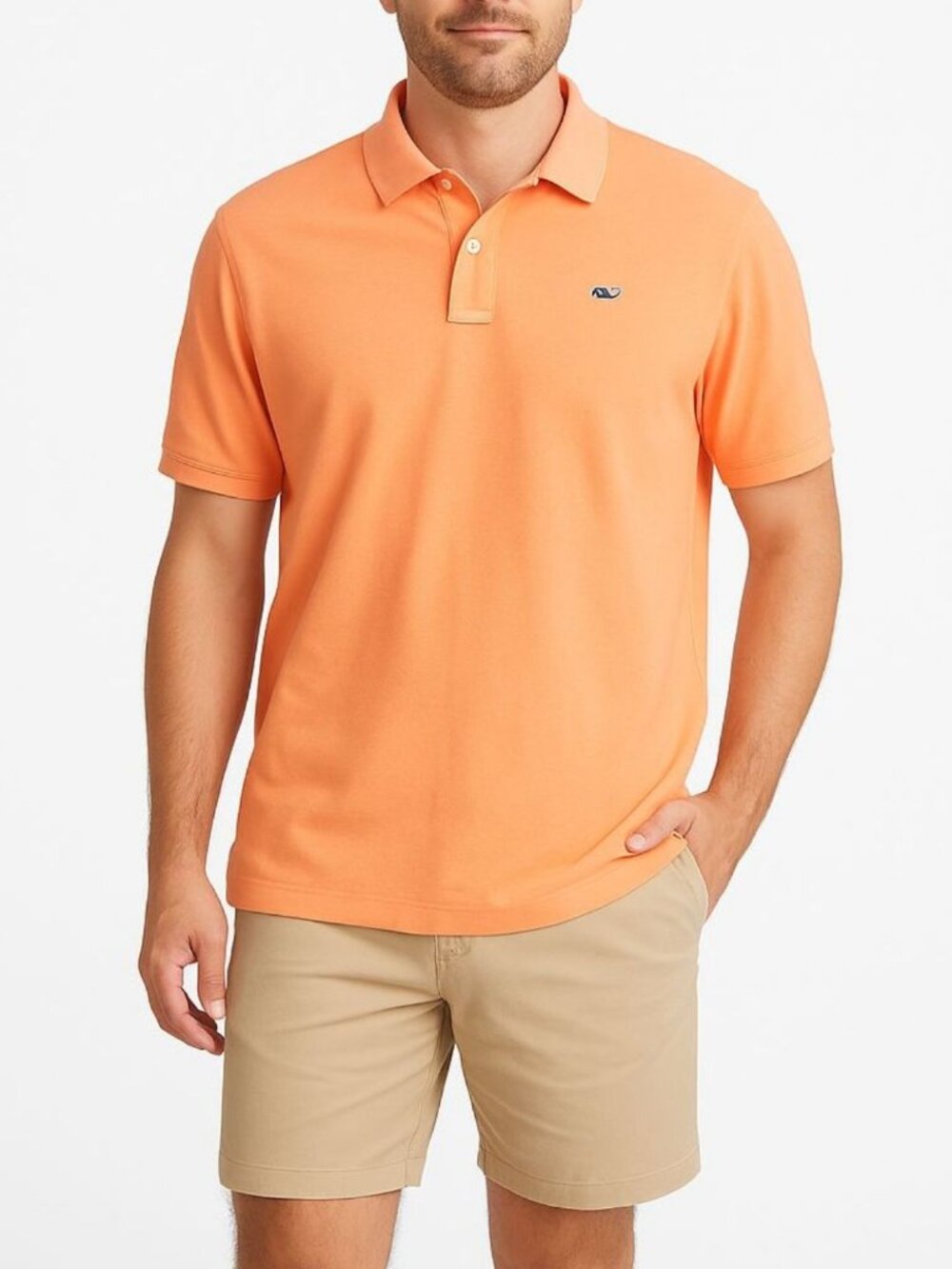 Vineyard Vines Mens Golf Shirt Short Sleeve Solid Orange Cotton Size XL